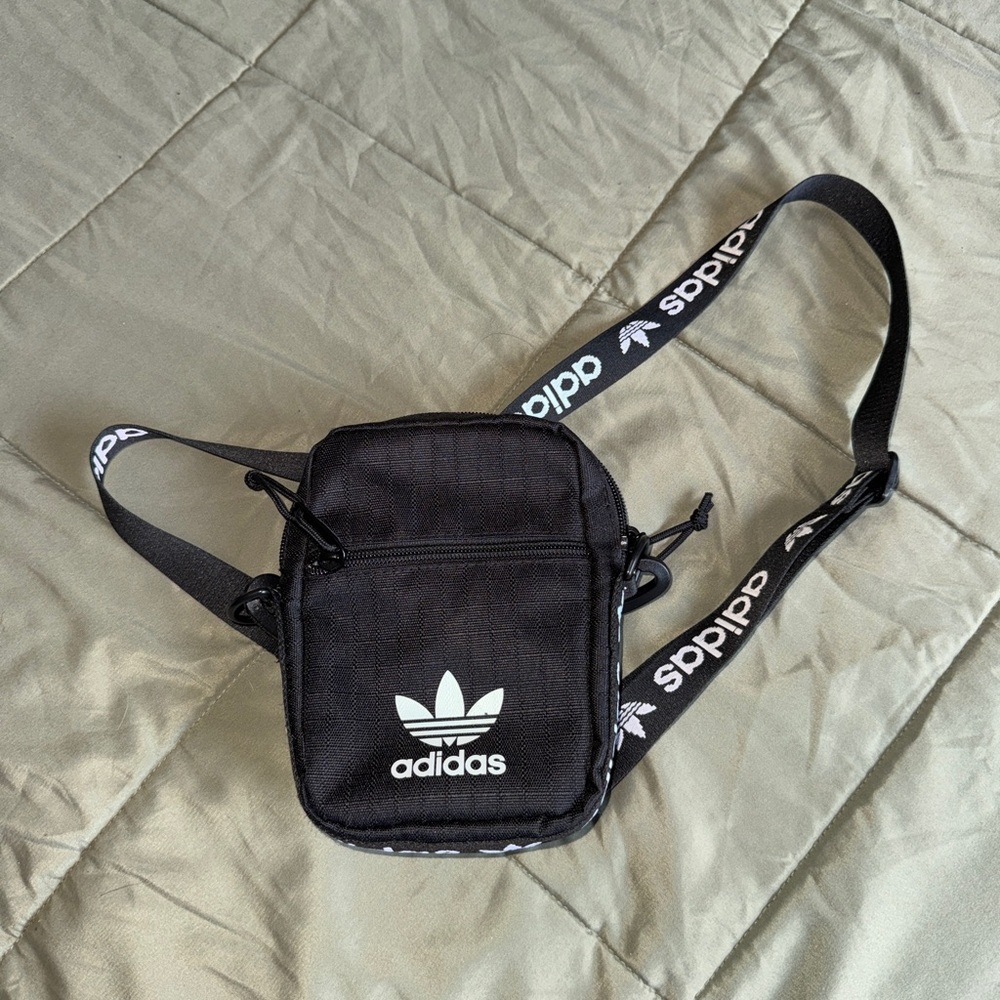 Unisex Adidas Black Belt Bag with White Original Logo